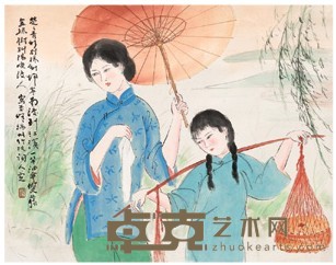 方人定 竹枝词意图 镜心 47.5×60cm